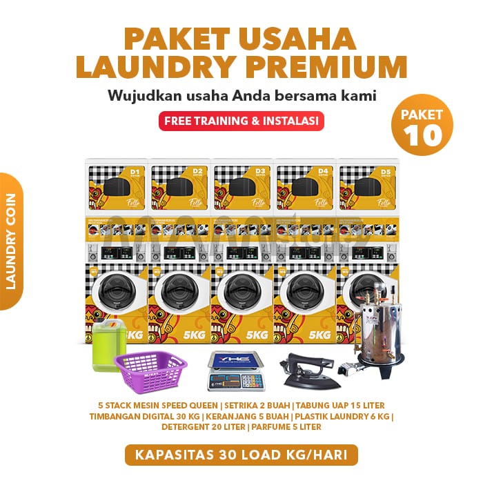 Paket Usaha Laundry Coin Premium 10